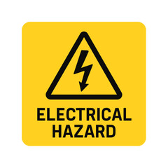 This electrical hazard sign warns of potential dangers and promotes safety. Modern flat vector sticker label with icon and badge style, transparent background