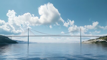 Fototapeta premium Bosphorus bridge across calm blue waters with scenic background picture