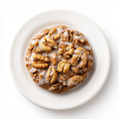 Fototapeta premium Classic American maple glazed walnut cookie with icing drizzle, classic autumn dessert