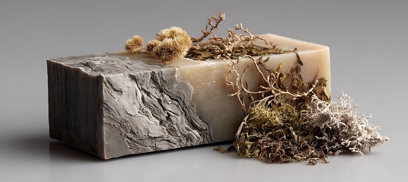 Handmade soap bar with natural ingredients for sensitive skin and aromatherapy benefits for skincare routine