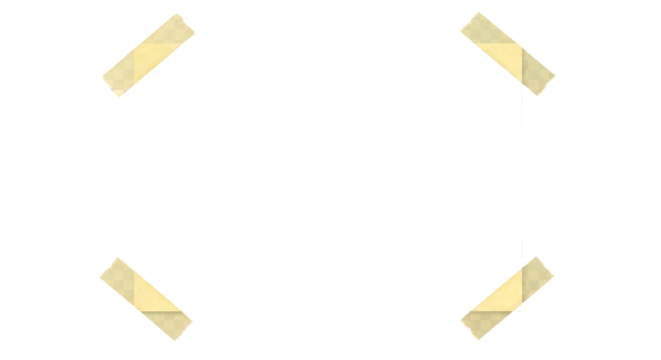 White Paper Sheet on Black Background Taped at Corners Photo Frame Blank Message Note Mockup on transparent background