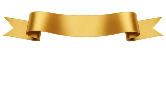 Golden Ribbon Banner Vector Image Elegant Decoration Celebration Element Gift Bow Metallic on transparent background