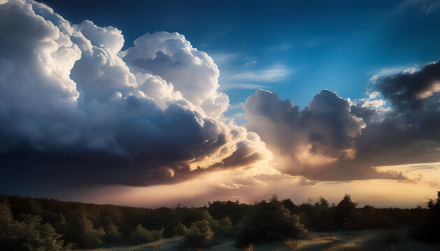 a large fractus cloud in the sky blocking sunlight background of clouds clouds before a change in weather gloomy tones of the sky before rain