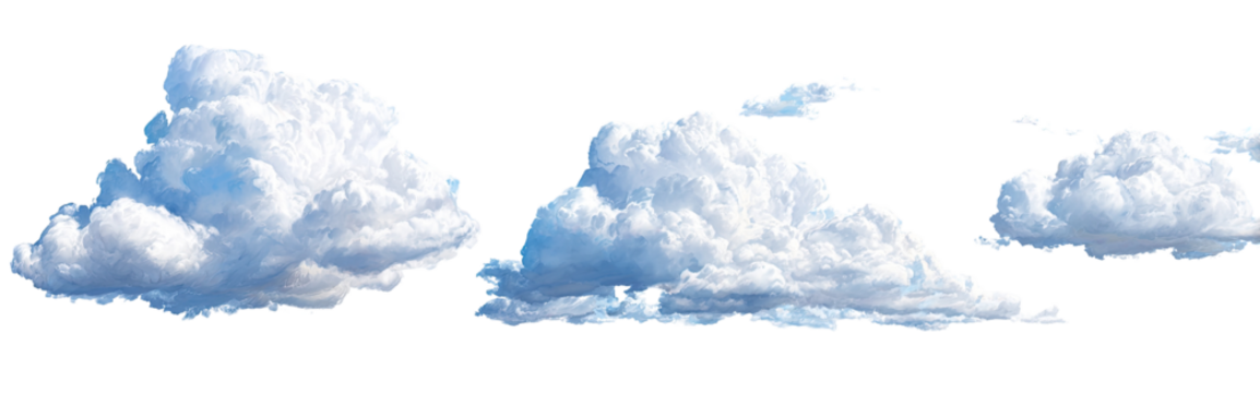 Wispy, fluffy clouds against a black background.  Distinct outlines and light gray/white colors