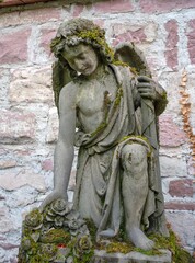 Obraz premium Weathered Angel Statue with Moss