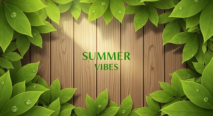 Summer Vibes Wooden Background.