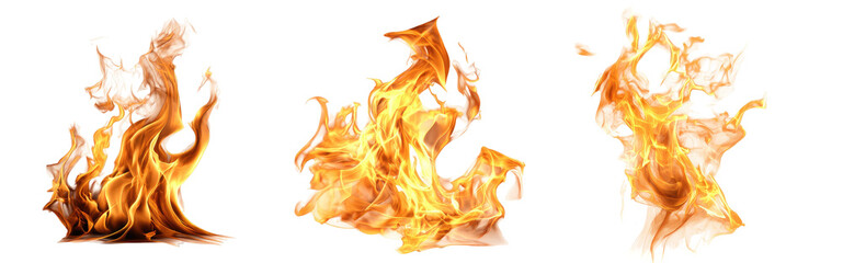 Three stylized flames on black background