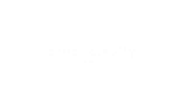 Pixelated, bold white text on black background, word "Productivity
