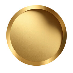 Gold circular medal or button with a beveled edge