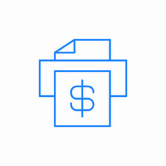dollar bill printer icon sign vector