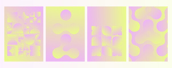 Set of Abstract Minimalist Poster Backgrounds. Abstract shapes. Modern Abstract Art Design Template. Vibrant gradient colors.