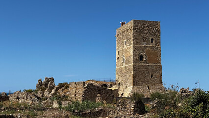 Remains of the ancient Roccella Castle, located in the municipality of Campofelice, Palermo, Sicily.