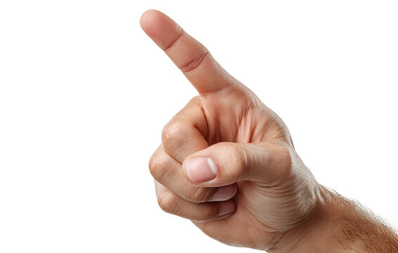 A hand points upward