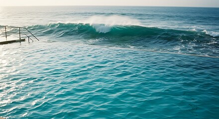 Ocean Wave Crashing Into Coastal Rock Pool.