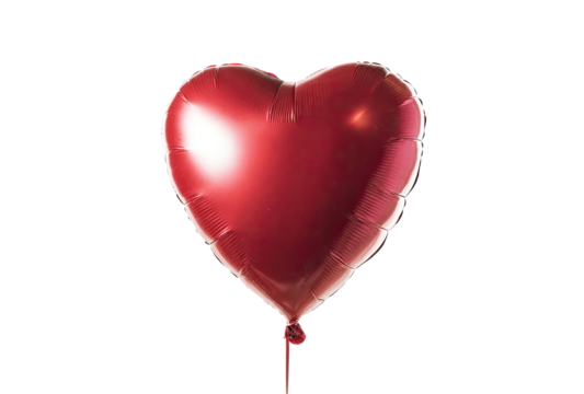 Single, red heart-shaped balloon against black background