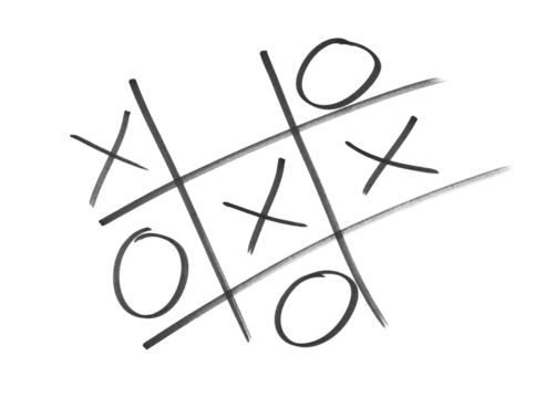 Tic tac toe XO game isolated on white background, clipping path