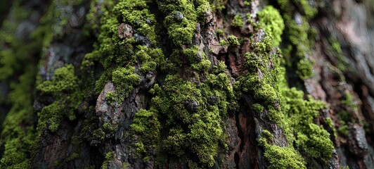 Moss On Weathered Tree Bark