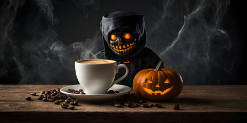 halloween pumpkin and candle