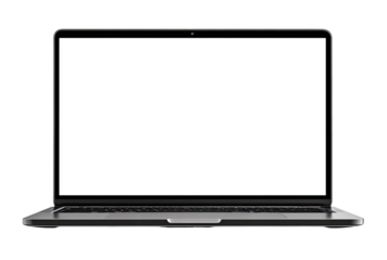 Front view of a modern laptop computer with a blank screen (3)