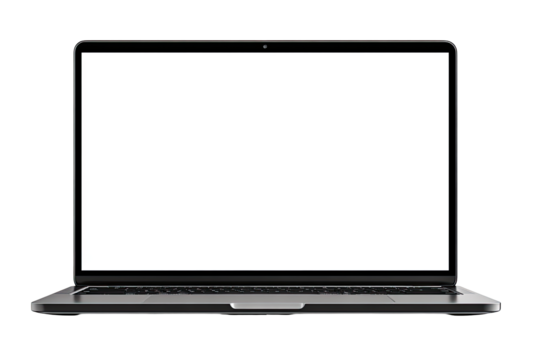 Front view of a modern laptop computer with a blank screen (3)