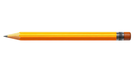 Simple, horizontal, graphic depiction of a yellow pencil
