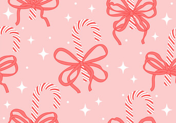 Candy Cane Pattern. Christmas seamless pattern with candies