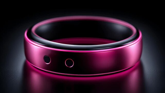 Close-up of Pink Smart Ring Showcasing Future Technology