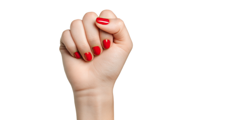 Close-up of a clenched hand with red nails