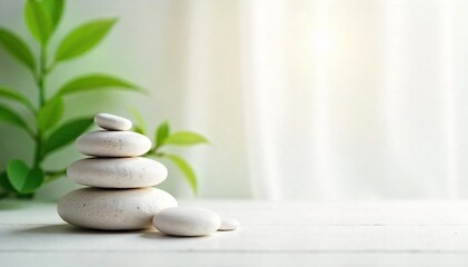 Obraz premium Serene white background image depicting healing and restoration; perfect for wellness, spa, meditation, and healthcare concepts Soft light enhances the peaceful mood , soft, harmony
