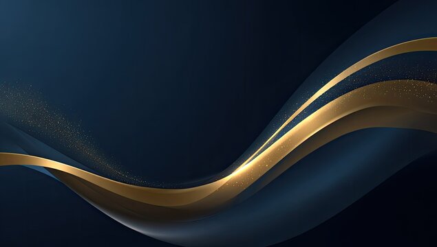 Abstract navy blue and gold wavy background
