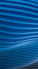 Blue vertical wave design with smooth abstract 3D flowing stripe patterns