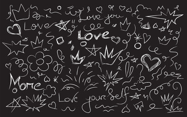 Chalkboard with love doodles pattern art