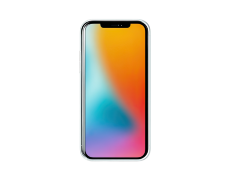Modern smartphone, silver frame, vibrant gradient screen
