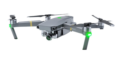 Gray drone with green lights