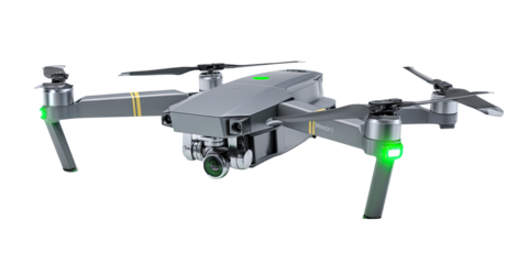 Gray drone with green lights