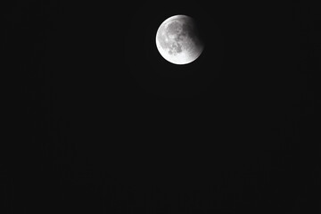 Close-up of the moon during a lunar eclipse against a dark night sky.