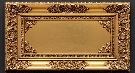 Ornate Golden Picture Frame with Intricate Carvings.