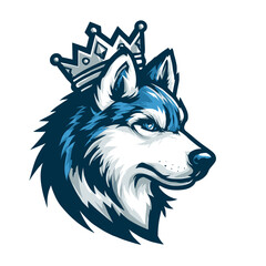 Fototapeta premium Husky with a crown design in blue and white tones