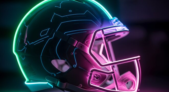 Cyberpunk Football Helmet Futuristic Neon Glow for the Ultimate Player's Protection