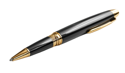 Sleek, black ballpoint pen with gold accents