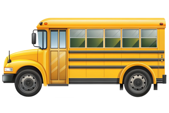 Isolated yellow school bus icon a classic transportation symbol for education and travel transparent background