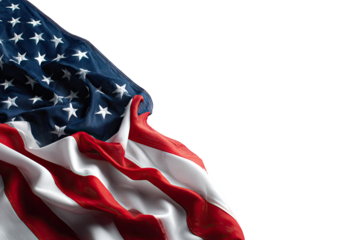 Close-up of an American flag, draped and billowing