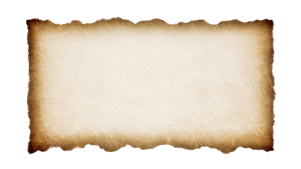 Beige paper texture reveals burnt edges. It's a transparent png cutout for digital art, branding, or social media.