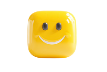 Square, glossy, yellow emoticon with a smile