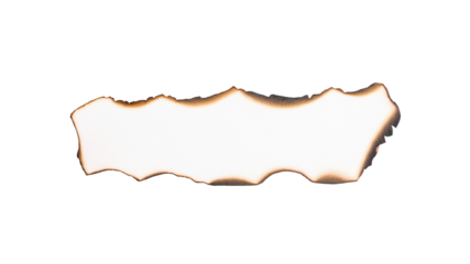 Burnt paper texture. A transparent, PNG cutout of burned paper for graphic design, branding, or digital art.