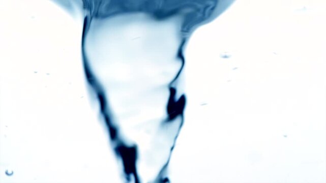 Water swirl storm twister, underwater vortex, whirlpool on blue background, storm tornado twister typhoon vortex in a fresh water, spin, splash with bubbles