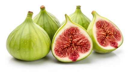 Delicious fresh figs green isolated on white background stock 