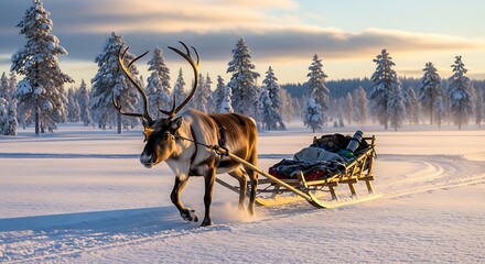 Reindeer Sleigh Ride in Winter Wonderland.