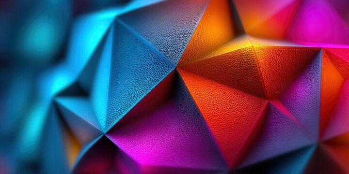 A captivating abstract artwork featuring a colorful, geometric polygonal sphere.