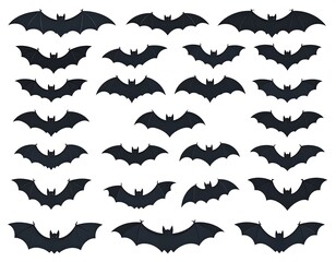 Fototapeta premium Many black bats on white background